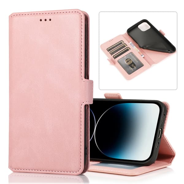 [HT] Plånboksfodral med flipfunktion för iPhone 15 (3-kortsfack) ROSA/ROSEGOLD