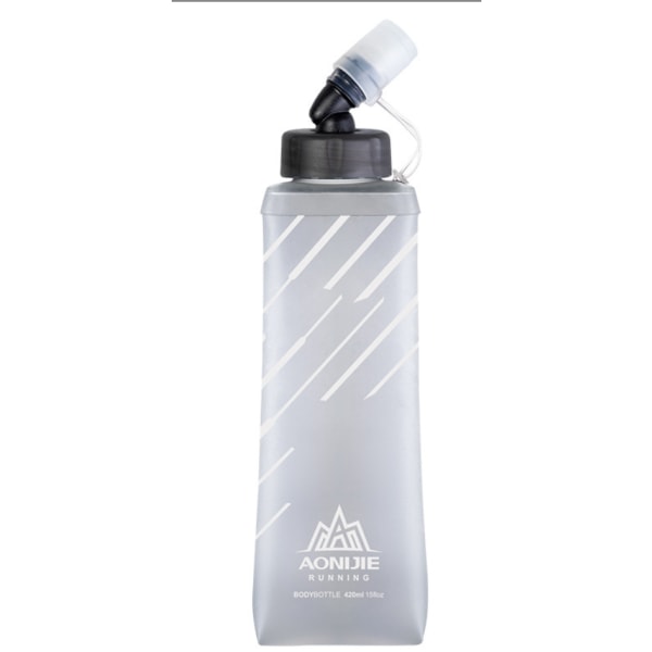 Vandflaske Plasticitetsvandflaske To sammenklappelige rindende vandflasker med støvdæksel (sølvgrå) 420ml