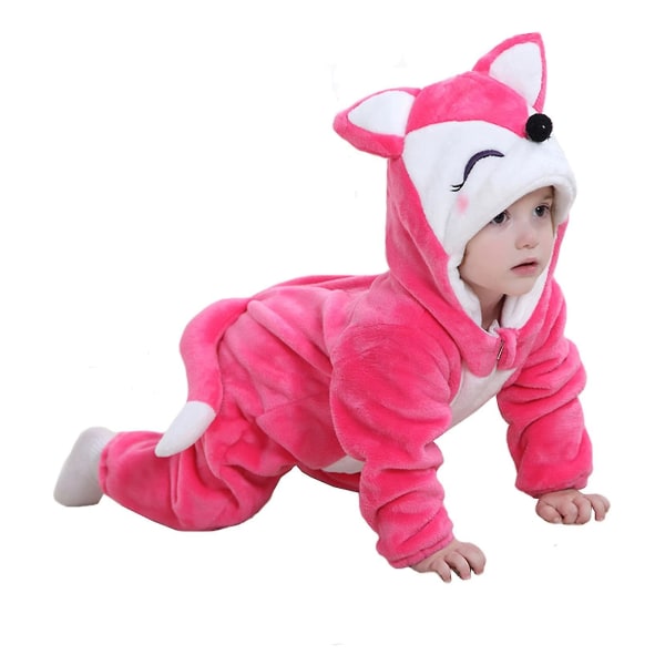 Baby Dinosaur Costume Barn Søt Hoodie Jumpsuit Halloween Rose Fox 18-24 Months