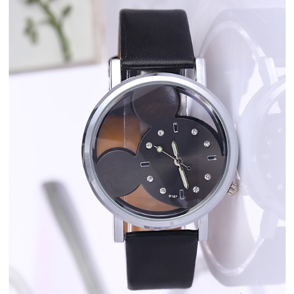 Skeleton Quartz Barnklocka Watch tecknad mushuvud Watch (svart),