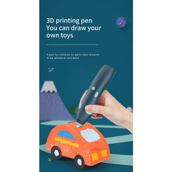 3D print pen lav temperatur ikke varm 3D print pen børns tredimensionelle graffiti pen (lilla)