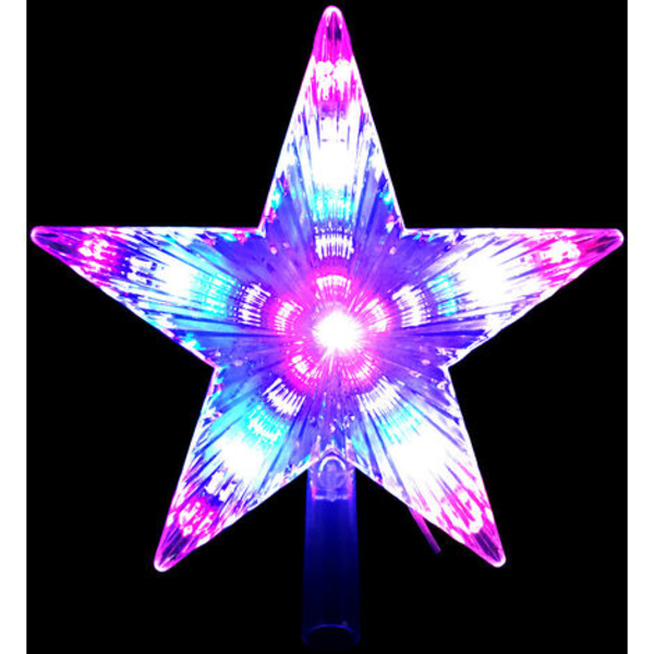 Juletre Topper Star Flerfarget blinkende LED Treetops Xmas Ornament Innendørs Party Home Decoration 8,7 tommer