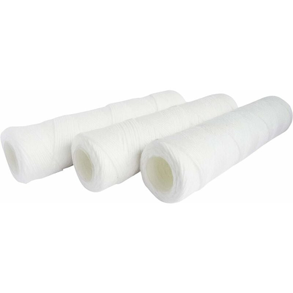 Sett med 3 kveilede filterpatroner for vannfilter - Filtrering av sediment opptil 25 mikron - Universal standardstørrelse，