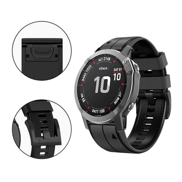 26 mm bløde silikone urremme til Garmin Fenix 6X/Fenix7X/7X pro, COROS Black Black 32
