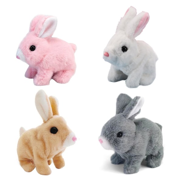 Påskplysch fylld kaninleksak Gå kanin Pedagogiska leksaker för barn, hoppande vicka öron T näsa Pink