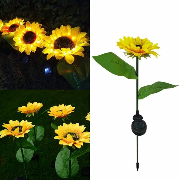 Utendørs LED Solar Lights Sumflower Solar Garden Yard Plen Landskapslampe 2 PC