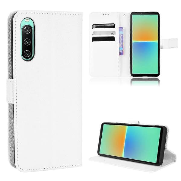 Til Sony Xperia 10 IV Diamanttekstur Skinntelefonveske Brown