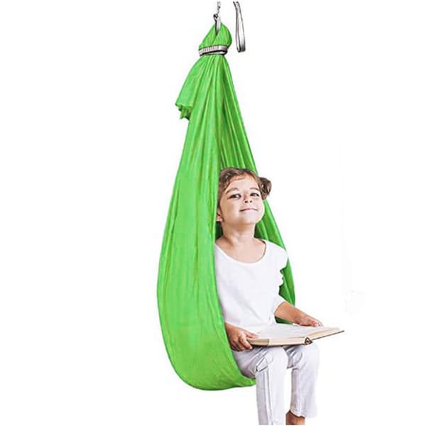 Elastisk sensorisk gunga hängmatta för barn, inomhus och utomhus, grön, hemfitness, yoga