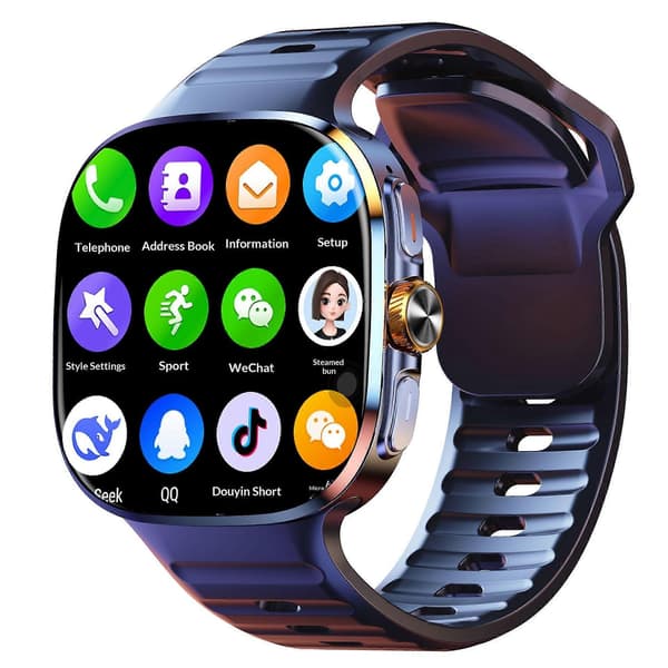 M99 2,4 tums AMOLED Smartklocka 5G SIM-kort BT Assistent Dubbla System GPS Hälsoövervakning Black