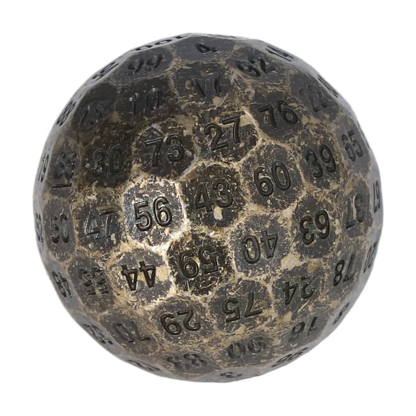 Polyhedral Metalterninger Udsøgte Tunge 100-sidede Rollespilsterninger til Bordspil 2 tommer Diameter Messing