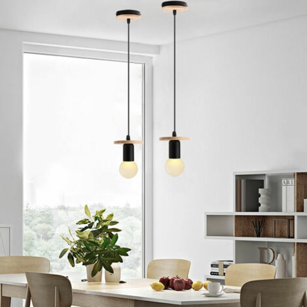 Ljuskrona Modern Pendelbelysning E27 Pendellampa Justerbar Sovrum Vardagsrum, Svart - Svart
