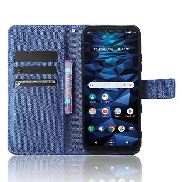 För Kyocera Digno SX3 KYG02 Diamanttextur Läder Telefonfodral Blue
