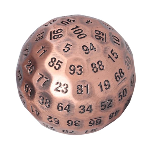 Metall Polyhedral Terninger 100 Sider Tunge Lyse Farger Rollespill Polyhedral Terninger Kobber