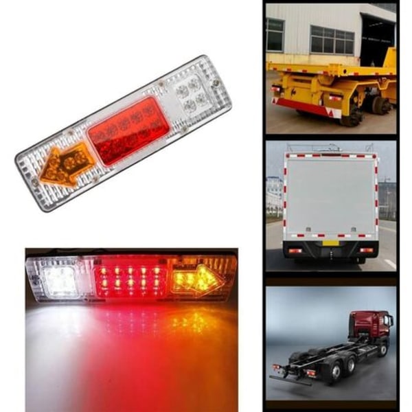 x Tilhengerbaklys 19 LED 12V Caravan Bil Bakblader Stopp Brems Reversindikator Vanntette piler Kjøretøylampe