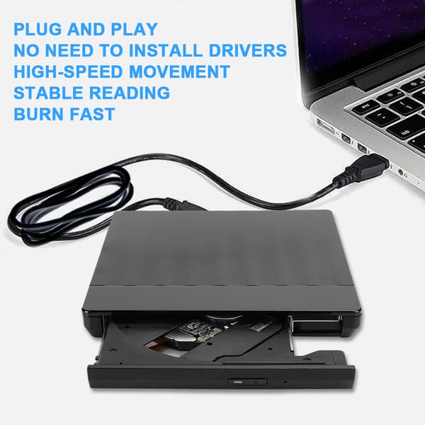 USB 3.0 Brännare Extern Optisk Enhet DVD-brännare PC Tillbehör Typ C Svart för WindowsXP (Svart)