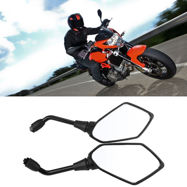 Universal 10 mm venstre højre side motorcykel bakspejl sort