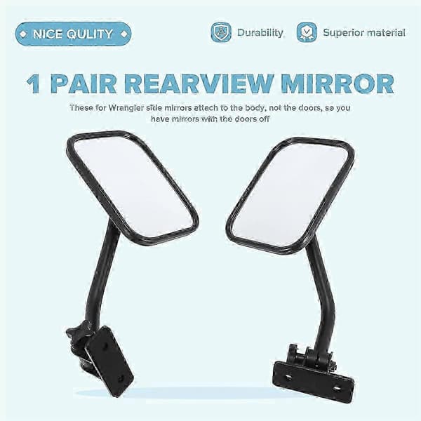 Døre af spejle kompatible med Jeep Wrangler Tj, Jk, Lj Quick Release Sidespejle Sort 2-pak