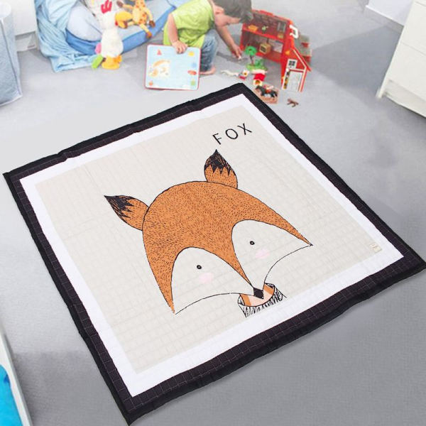 195X145Cm Stor, stor mjuk rektangel Baby Barn Lekgolvmatta Matta Filt Crawling Fox，För toalett, toalett, etc.