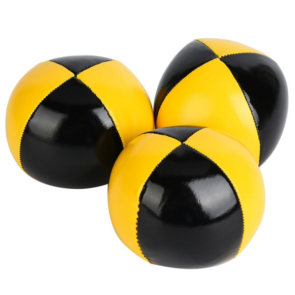 Gule og svarte sjongleringsballer laget av PU-materiale egnet for utendørs og innendørs spill (3 stk)
