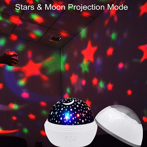 Ball Star projektorlampe (hvid),