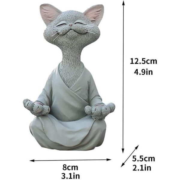 Meditasjonsstatue Kattstatue Zen Yoga Dekorasjon Figur Harpiks Meditasjon Yoga Dekor Feng Shui Ornament Skulptur Samle