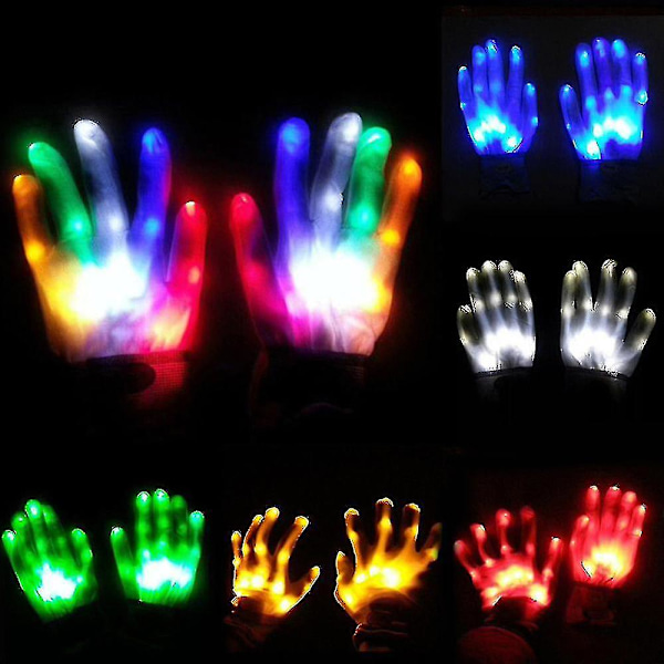 Led Färgglada Handskar Finger Lights Party Rave Blinkande Handske Barn Unisex Gul