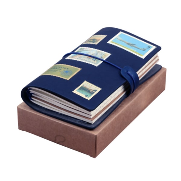 Travel Ledger A6 Loose Leaf Simple Journal Retro Portable Ledger (MINI Handbook Dark Blue),