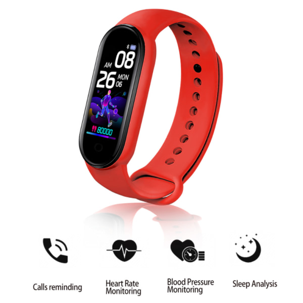 Smart Bluetooth-armbånd, trening, hjertefrekvens, blodoksygen, blodtrykk, skritteller, søvnhelseovervåking (blå),