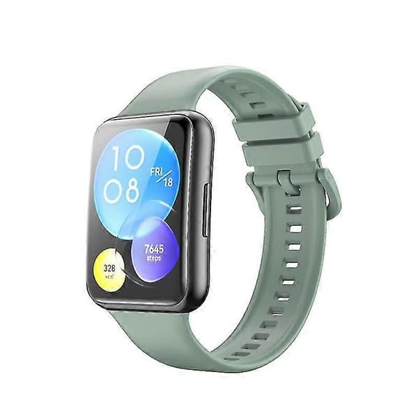 Ensfarvet silikone urrem til Huawei Watch Fit 2 Grey Green