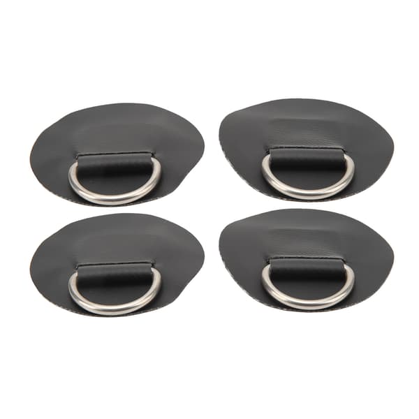 4 stk. D-ring Patch PVC Rustfrit stål Surfbræt Enkeltlags Rund Form D-ring Pad til Oppustelig Båd Kajak Kano Sort