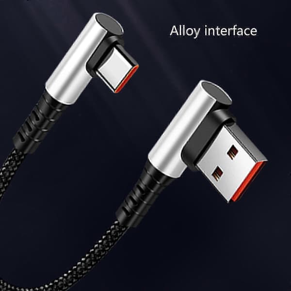 USB-C til USB-A 90 graders kort kabel til hurtig opladning og dataoverførsel med smartphones og tablets 0.25m single elbow