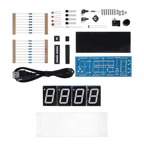 4-siffrig DIY Digital LED-klocka Kit - Automatisk Visning av Tid & Temperatur - Grön Elektronisk DIY Klocka Kit Green