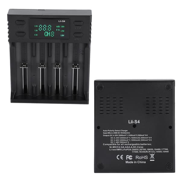 LiitoKala Lii S4 - Intelligent 4-facks batteriladdare med Power Display - DC 5V2A