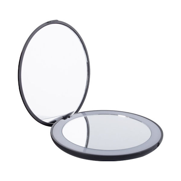 BETT LED-fickaspegel med 10x/1x förstoring, bärbar sminkspegel för resor/arbete/underhåll (svart),