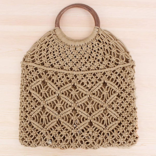 Mesh hulvevd veske camel