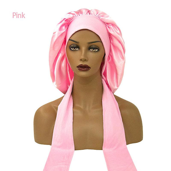 Badehette langt hår justerbar pink