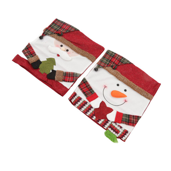2 st julstolar ryggöverdrag set med gammal man och snögubbe tema - dekorativa non-woven tyger för semester middag stol dekor