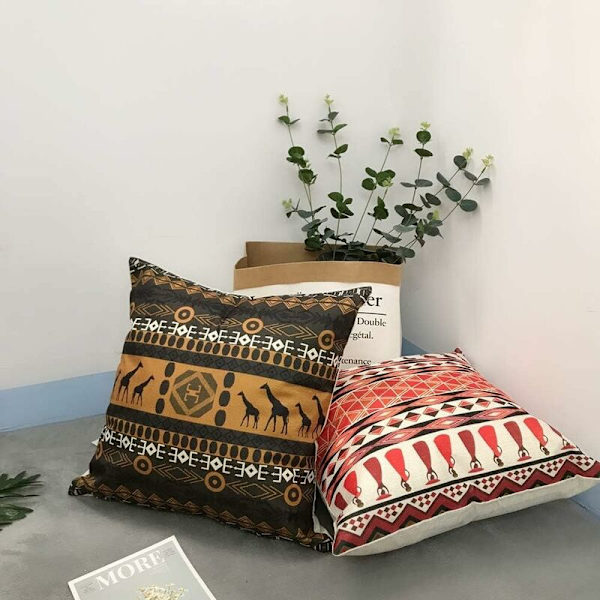 Cover, set med 4 eBomull och linne Dekorativt case i etnisk stil för hem i soffa sovrum 45 x 45 c