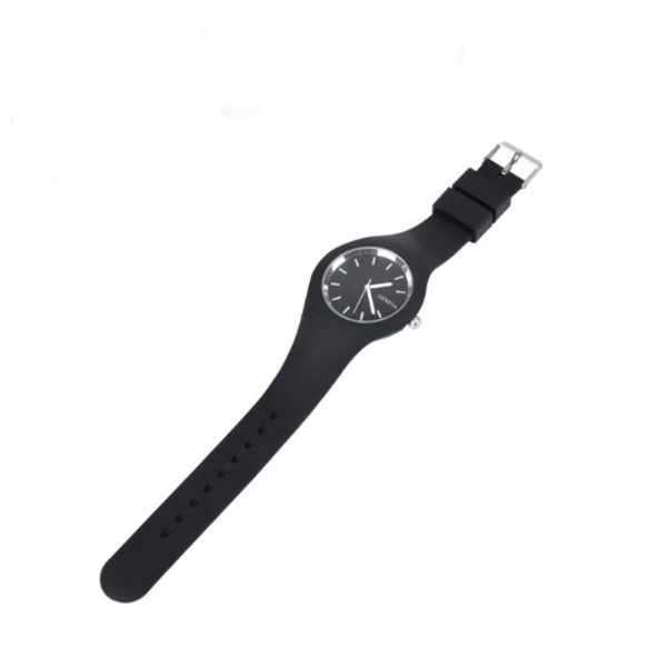 Fashion Watch Jelly Candy Color Quartz Slim Watch (svart),