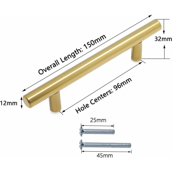 Nordic Minimalist Garderobedør Kobber Gull Skuffehåndtak (970-96 gull (150 lengde) 2stk),