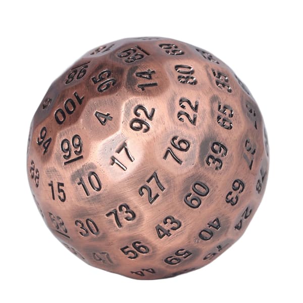 Polyhedral tärningar i metall 100 sidor Tunga ljusa färger Rollspel Polyhedral tärningar Koppar