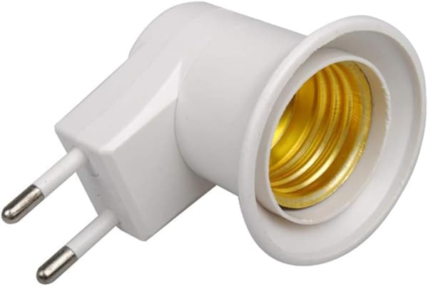 [HT]LED-lamppu E27-urosliitin EU-pistokesovitin lampunpitimeen virtakytkimellä (valkoinen*2)