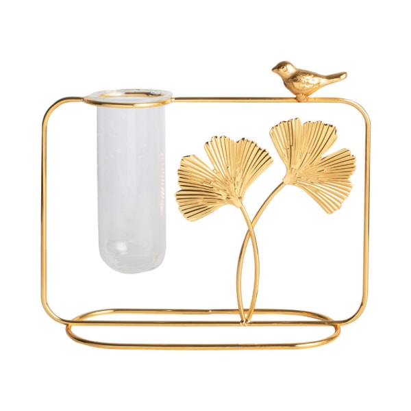 Hydroponisk glass vase glass blomsterpotte med jernramme for kreativ blomsterdekorasjon i hjemmet stuebord