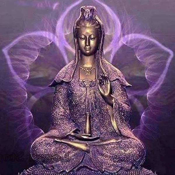 5d Diy Timanttimaalaus Tarvikkeet Timanttimaalaus Violetti Buddha Patsas, Aikuisten Täysi Kirjonta Timanttimaalaus Sarja Buddhalaisuus, Käsityö Tarvikkeet
