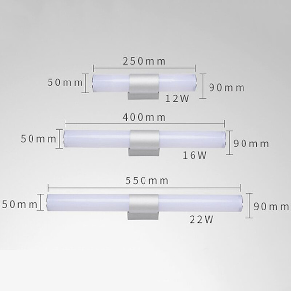 LED spejl forlygte Badeværelsesskab Makeup spejl lys Anti-dug vand lys (40 cm 16W hvidt lys)