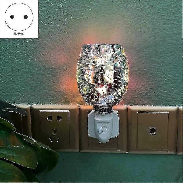 Elektrisk plug-in LED aromadiffuserlampe voks smelter oljebrenner - EU-plugg sølv