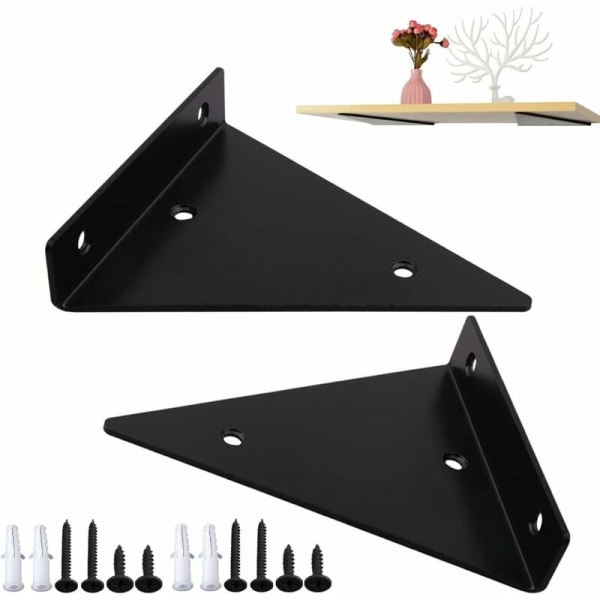 Osynligt metalllaminatstöd, triangulär stödram på väggen (triangulär planka 14cm2st (för plankbredd 15) svart),