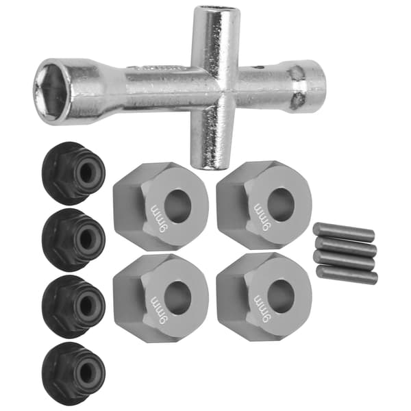 12 mm Hex Adapter 9 mm Tyk M4 Flange Låsemøtrikker Krydsnøgle Sæt til 1 10 RC Bil Titanium