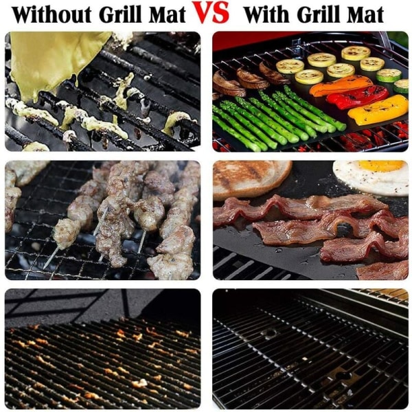 Grillmatte 6-pack - 100 % non-stick grillmatter, kraftig, gjenbrukbar og enkel å rengjøre - Fungerer på elektriske gasskullgriller