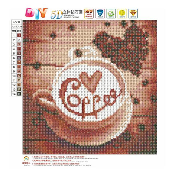 Kaffekopp diamantmaling (30X30cm)